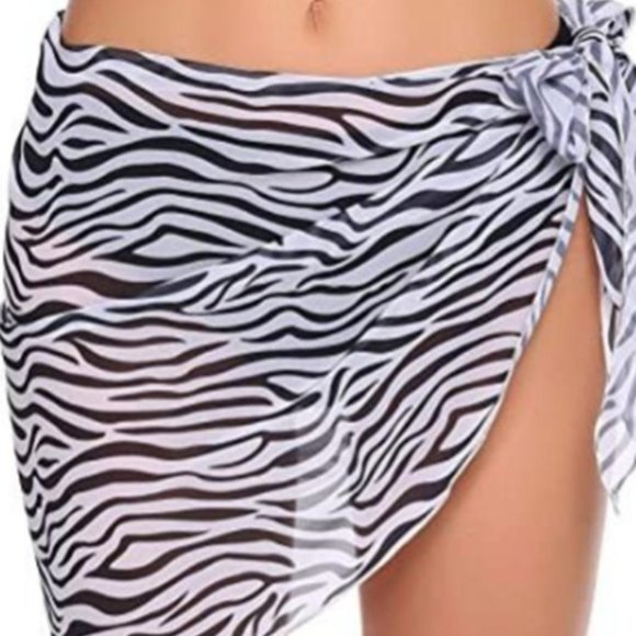 Sarong Cover Up Zebra Print Bathing Suit Bikini Wrap Summer Essential NEW! - Picture 7 of 8
